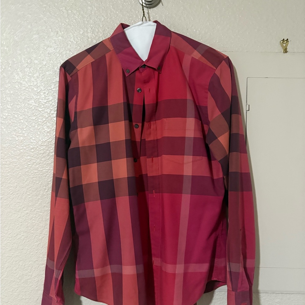 Burberry Red Casual Button Down Shirt